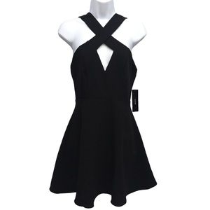 Lulu’s Black Cross-Front Fit & Flare Dress NWT Misses size XS